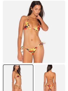 NWT Kendall + Kylie x Revolve Camo Triangle String Bikini TOP Fire Camouflage S